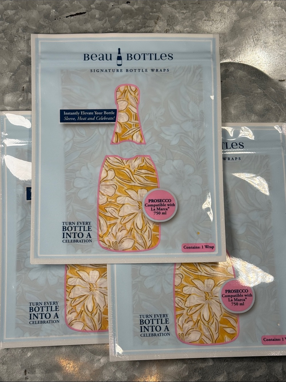 Beau Bottles Prosecco Bottle Wrap in Yellow Floral